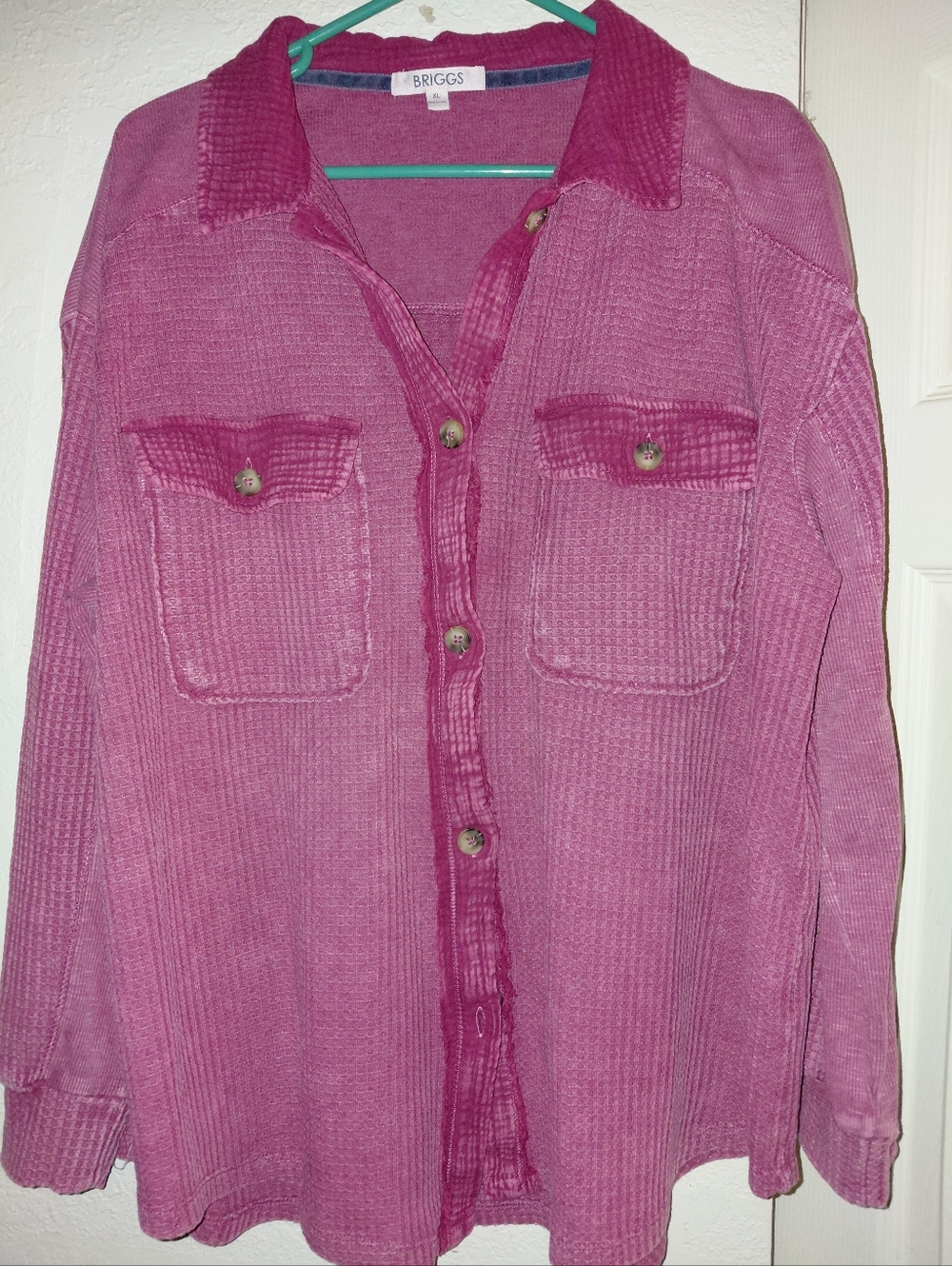 BRIGGS Magenta Ribbed Knit Top